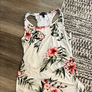 Maternity Floral Sleeveless Top - White and Pink